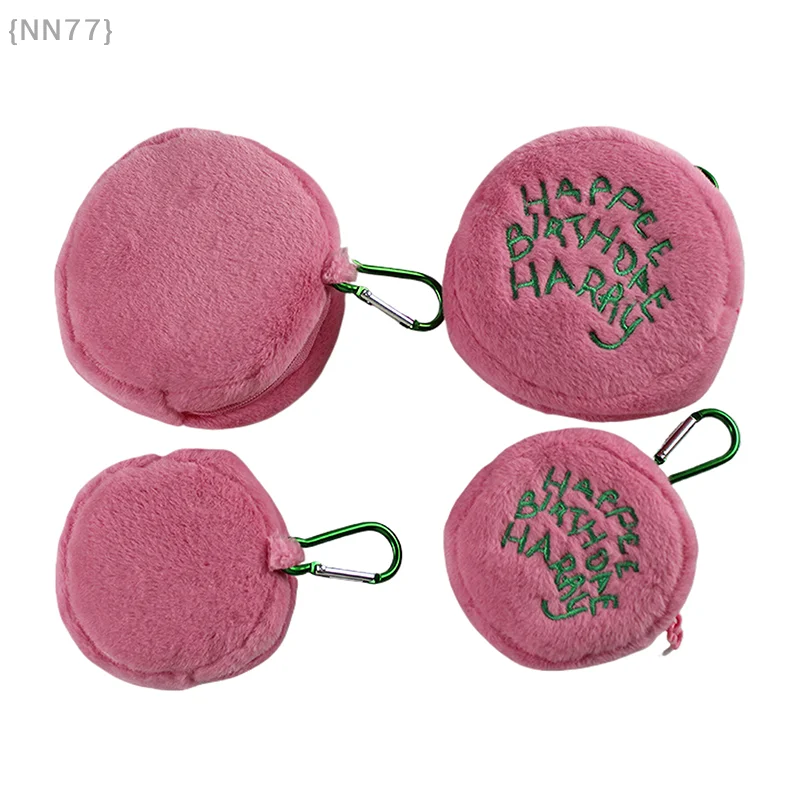 【Nr. Rosa runde Mini-Make-up-Tasche – Münzgeldbörse im Plüsch-Kuchen-Design mit tragbarer Kopfhörer-Aufbewahrungstasche