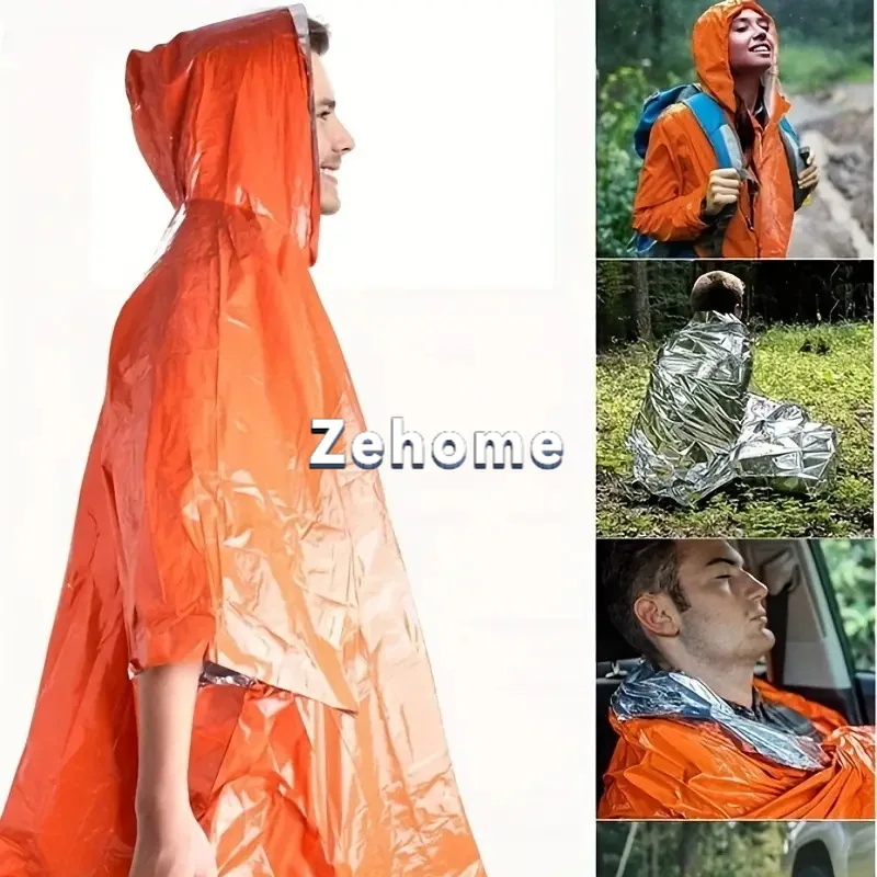Portable Aluminum Foil Outdoor Camping Mountaineering Emergency Field Survival Anti-loss Temperature Anti-cold Freezing Rain