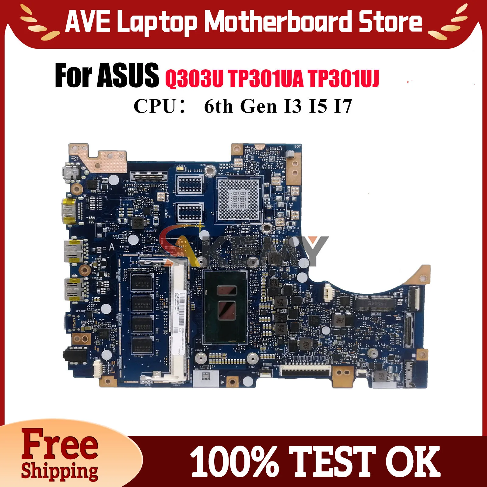 

Материнская плата TP301UA для ноутбука ASUS VivoBook Flip TP301UA TP301UJ TP301U Q303U, материнская плата с процессором I3 I5 I7, 100% тестирование, ОК, быстрая доставка