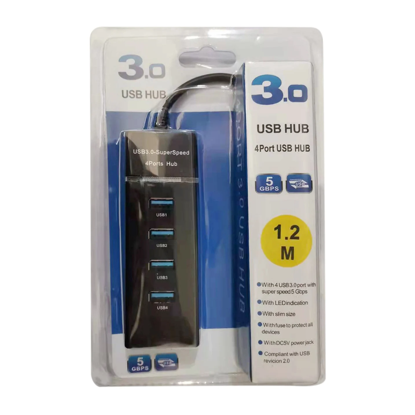 USB 3.0 Hub, 4 Port USB 3.0 Adapter, Data Hub Extender Laptop Docking Station Multi-Function One Pull Four Hub