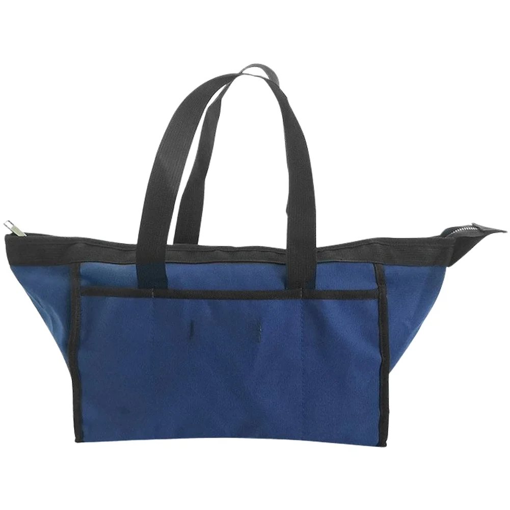 1 Piece 14 Inch Sturdy Canvas Tool Bag With Multi Pockets For Work Storage And Essentials Organizer Navy Blue Yellow Black