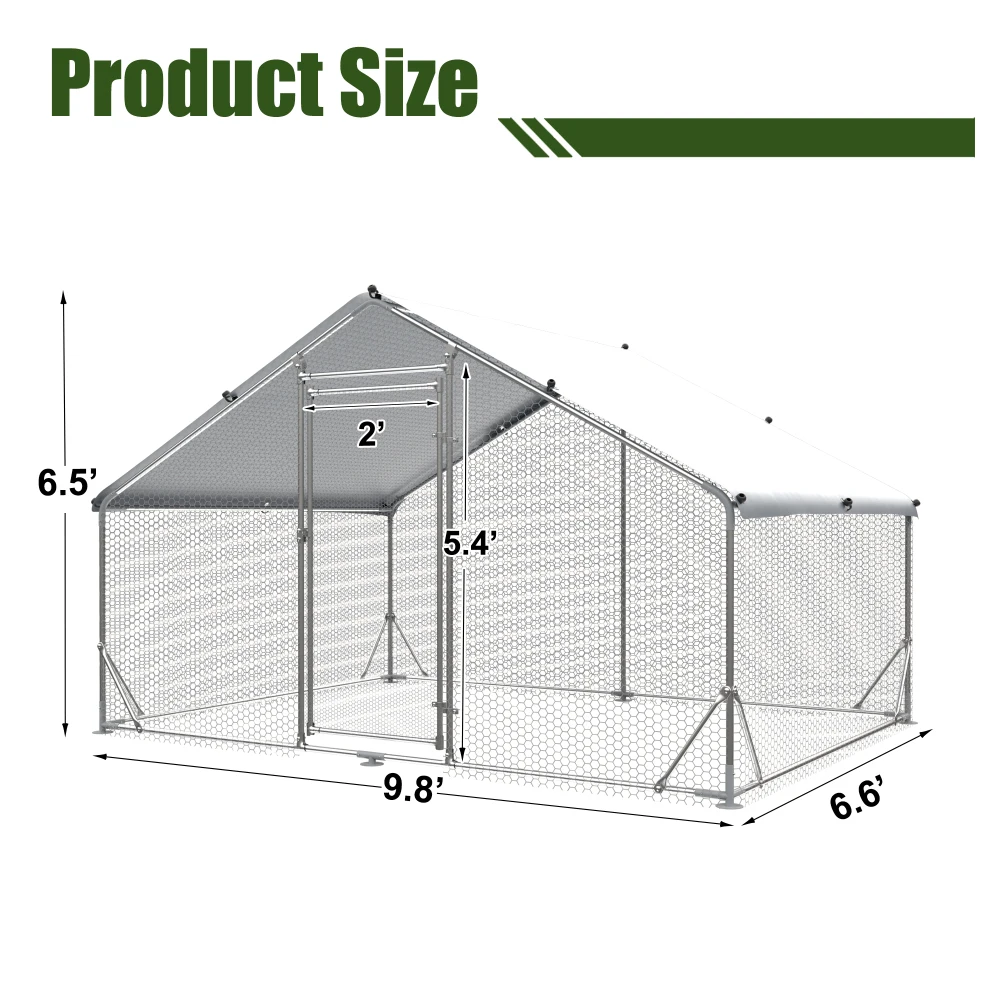 Large Metal Chicken Coop Upgrade Three Support Steel Wire Impregnated Plastic Net Cage