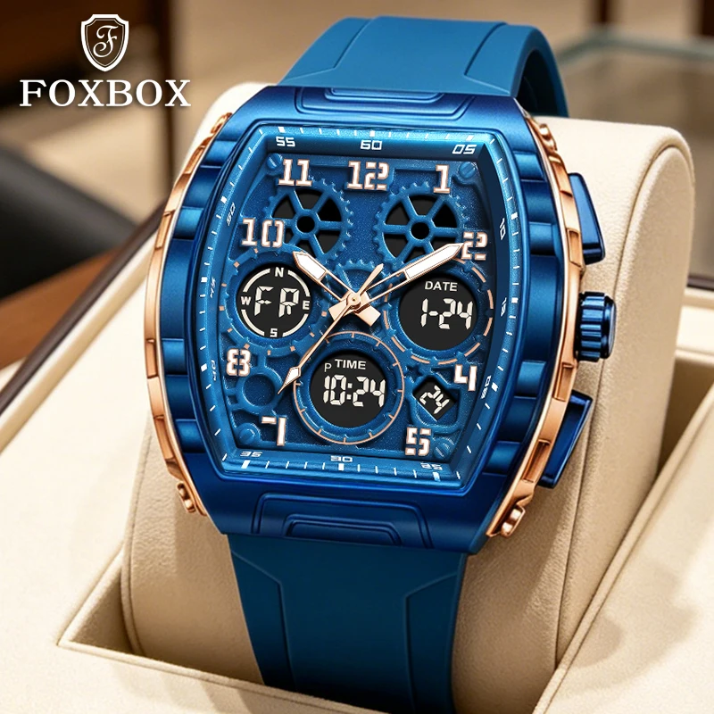 Military 2026 LIGE Fashion Mens Watch FOXBOX Luxury Digital Quartz Wristwatch Waterproof Luminous Watches Men Couple Gifts Reloj