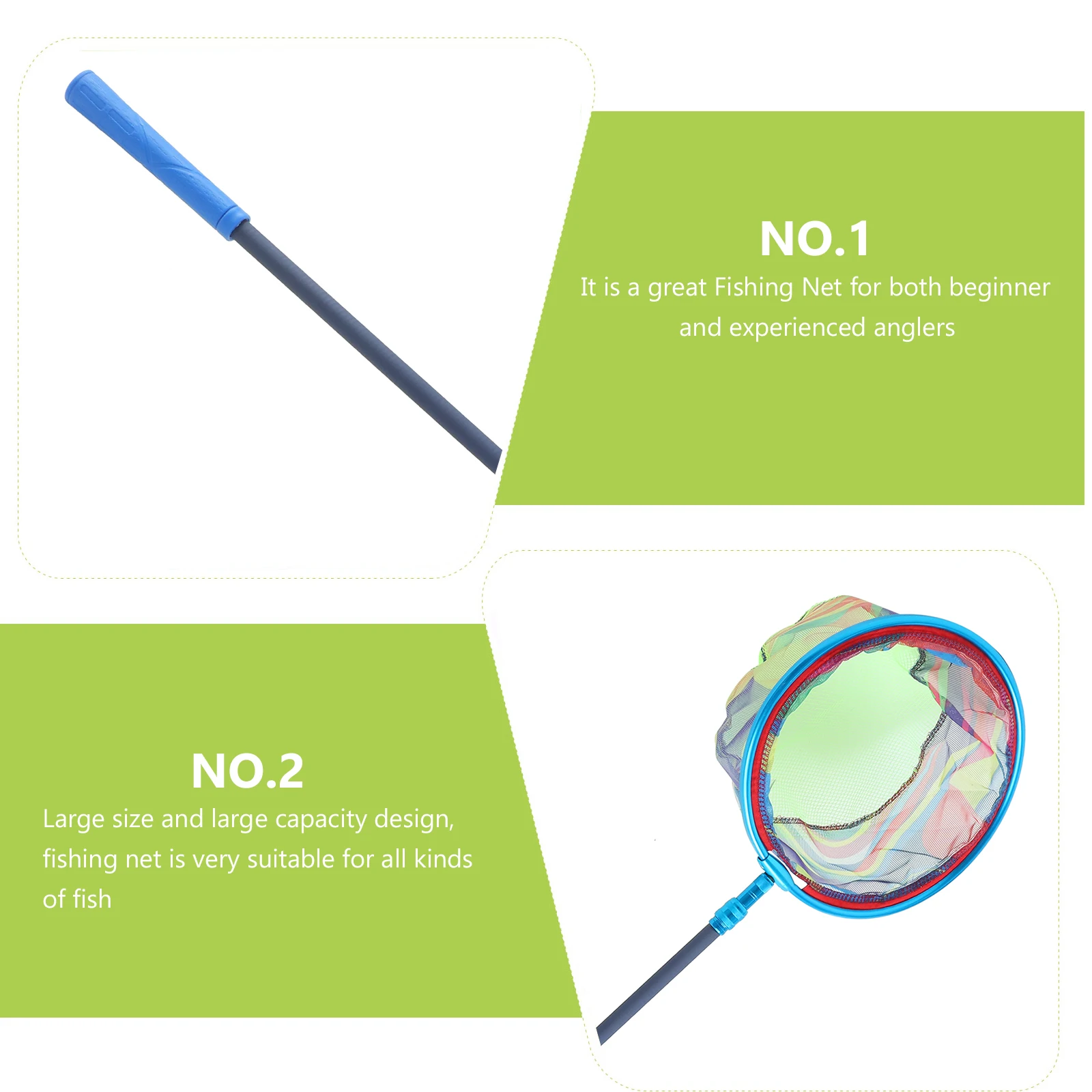 1 ensemble de filet de pêche pour enfants, filet d'atterrissage télescopique avec poteau, capture de poisson, papillon, insectes, étang extérieur, eau salée, rivière, lac