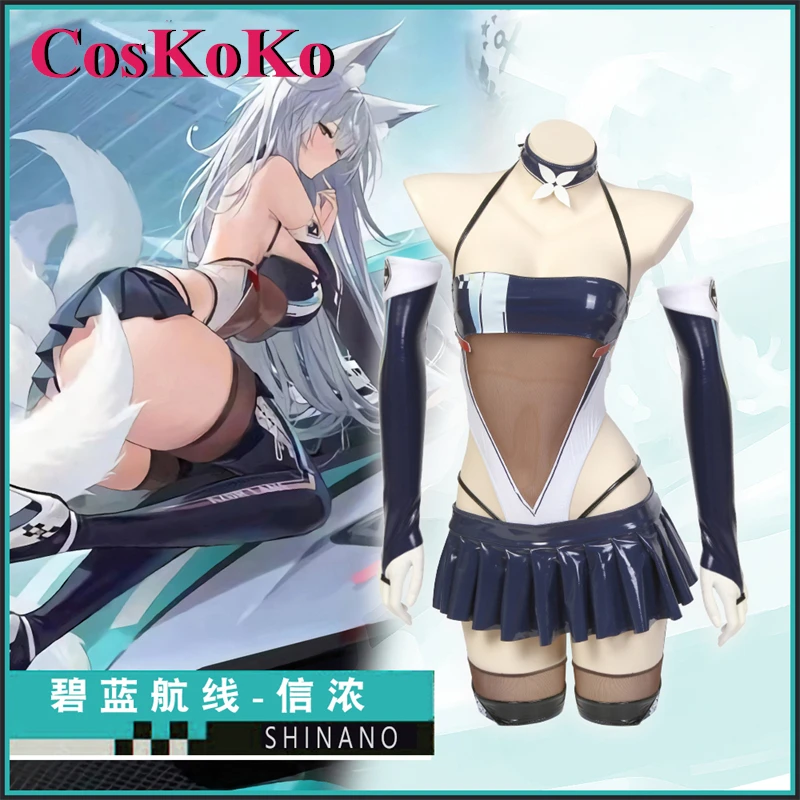 CosKoKo Shinano Cosplay Anime Game Azur Lane Costume Sweet Lovely Racing Suit Uniform Halloween Women Party Role Play Clothing