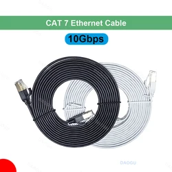 Cabo Ethernet de Rede Plana, Rede Lan, Cabo de Internet, Branco e Preto, RJ45, RJ45, 10Gbps, 2m, 3m, 5m, Cat7, 100ft, 10 m, 15m, 20m, 30m