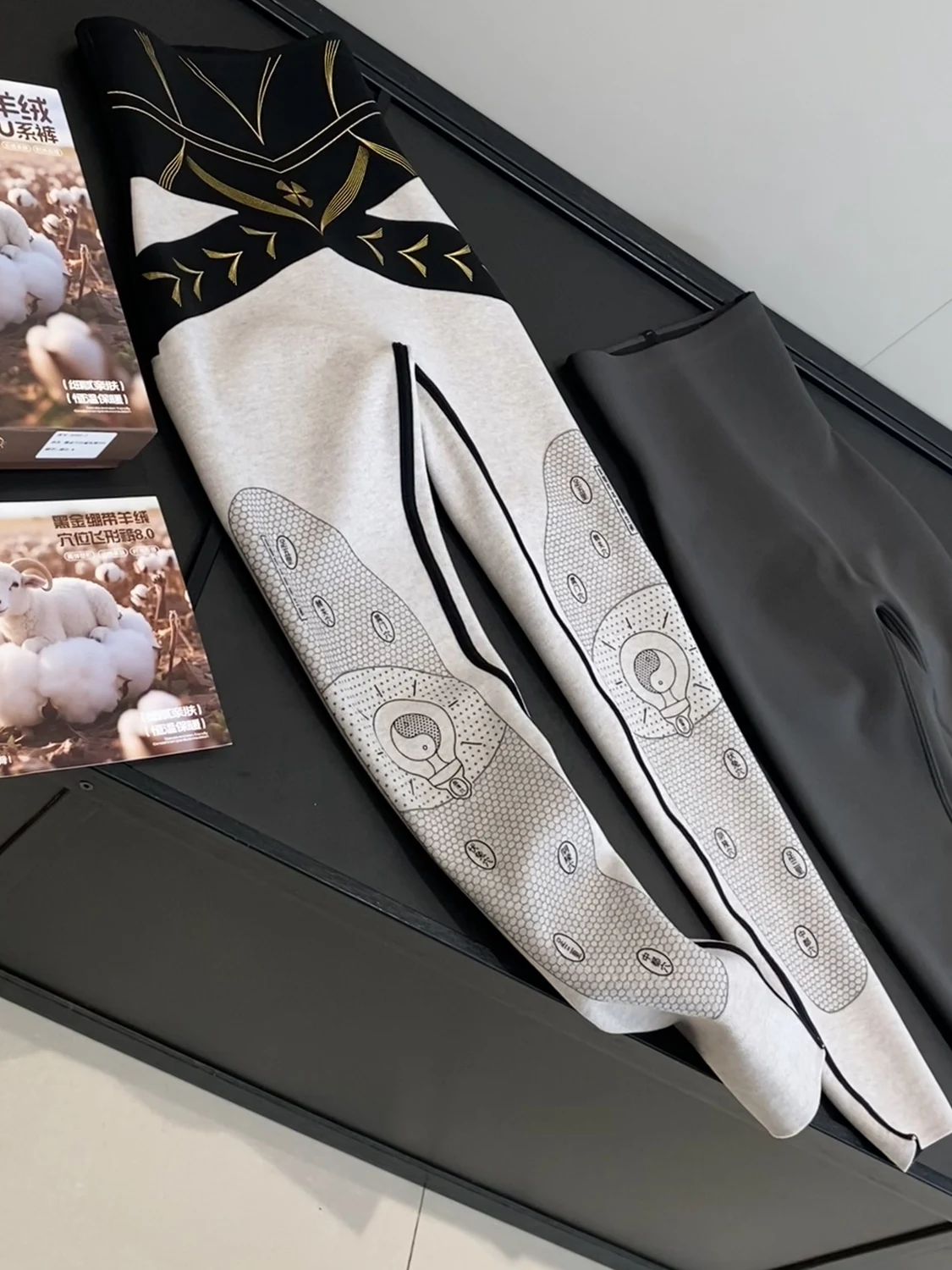 Calças de pele de arca de lã de seda espessa em azul cintura alta alongadas calças da moda femininas inverno quente faion leggings