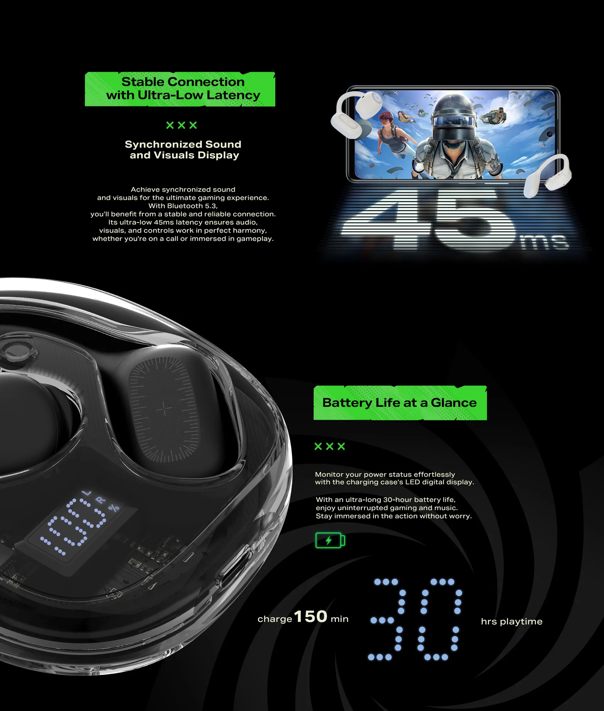 سماعات أذن Infinix ZLOOP 3 للألعاب المفتوحة لـ PUBG Bluetooth 5.3 45ms الكمون المنخفض 30H عمر البطارية AI ENC إلغاء الضوضاء