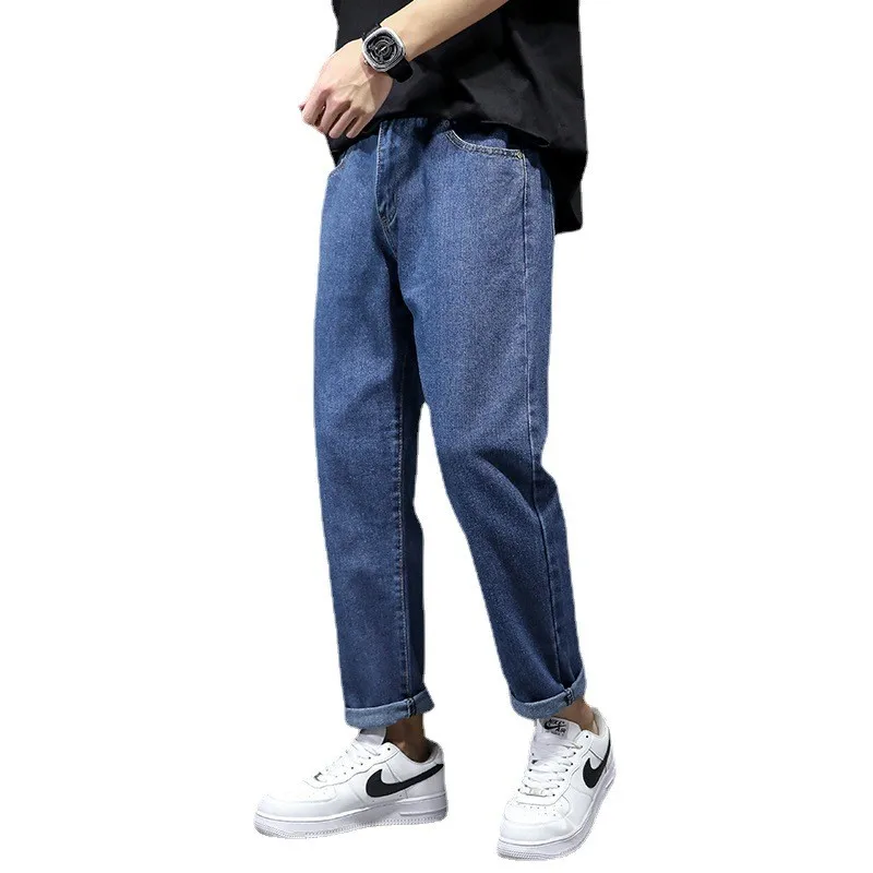 Jeans met rechte pijpen voor heren, slim fit, casual werkkleding, lange broek, lente herfst, Sle Faionable, veelzijdige ritssluiting met middelhoge taille