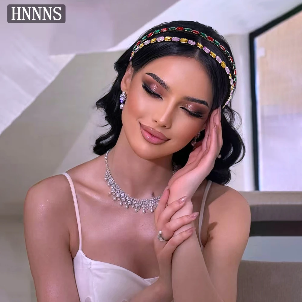 

TOPQUEEN Fashionable Women's Colorful Headbands Handmade Rhinestones Suitable Brides Wedding Banquet Hair Accessories YXA329