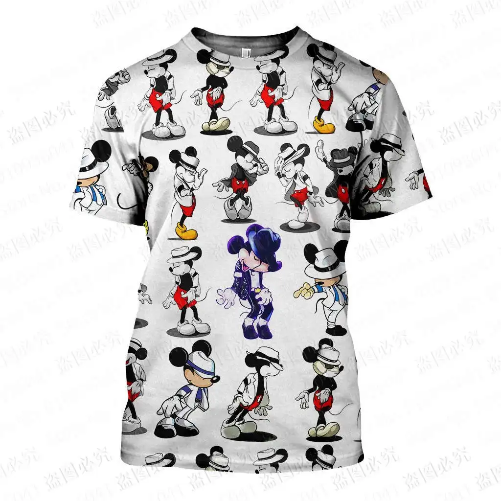 Camiseta con estampado 3D de Mickey Mouse Jackson para hombre y mujer, ropa de calle informal, personalizada, cualquier imagen