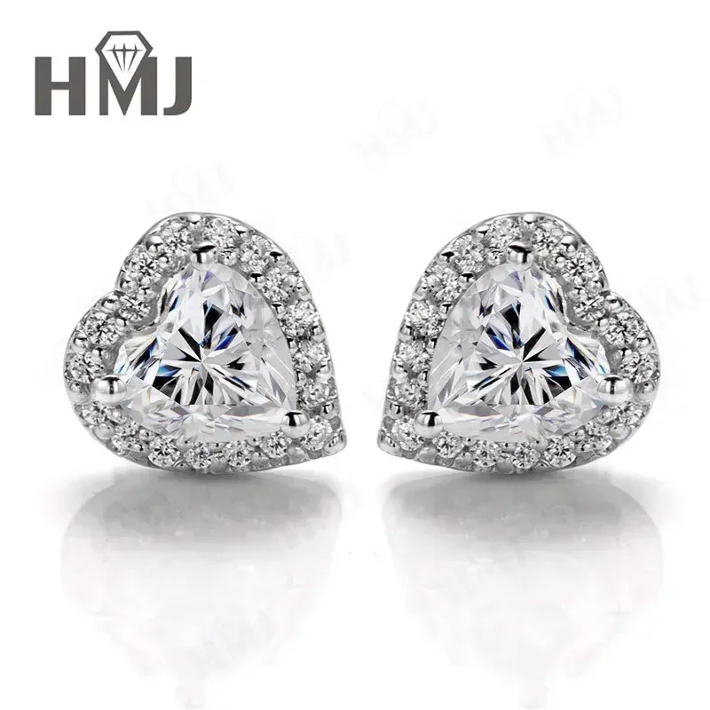 Heart Cut Earring Necklace Jewelry Sets D Color Moissanite 100% 925 Sterling Silver Plated 18K For Women Fine Wedding Gift