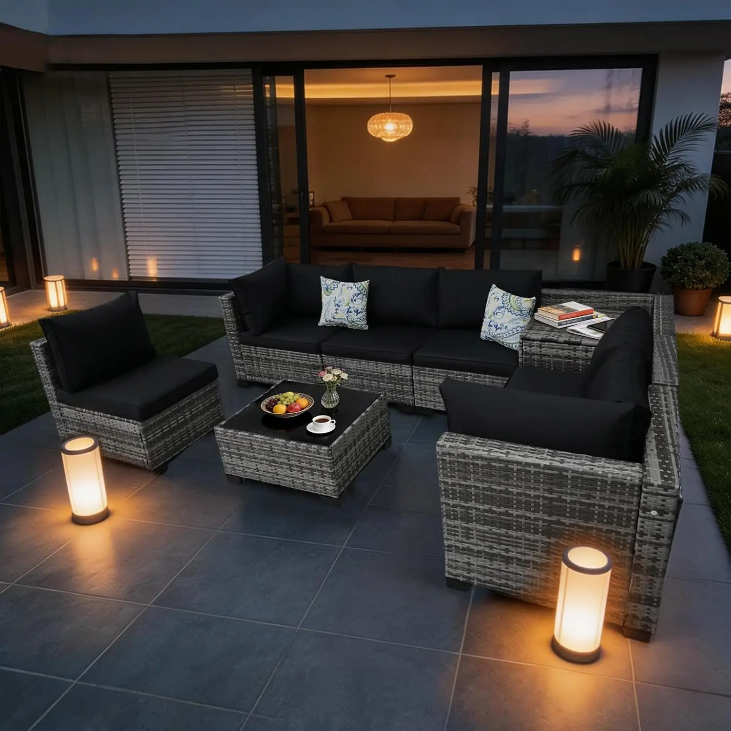 8 Pieces Outdoor Sectional Sofa Set With Storage, Customized