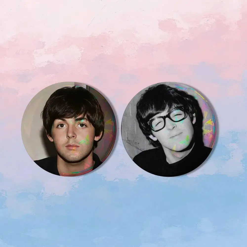 P-Paul M-McCartneyS 2 piece set Badges On Backpack Jacket Cartoon Round Brooches Acrylic Button Pins Collection Gifts