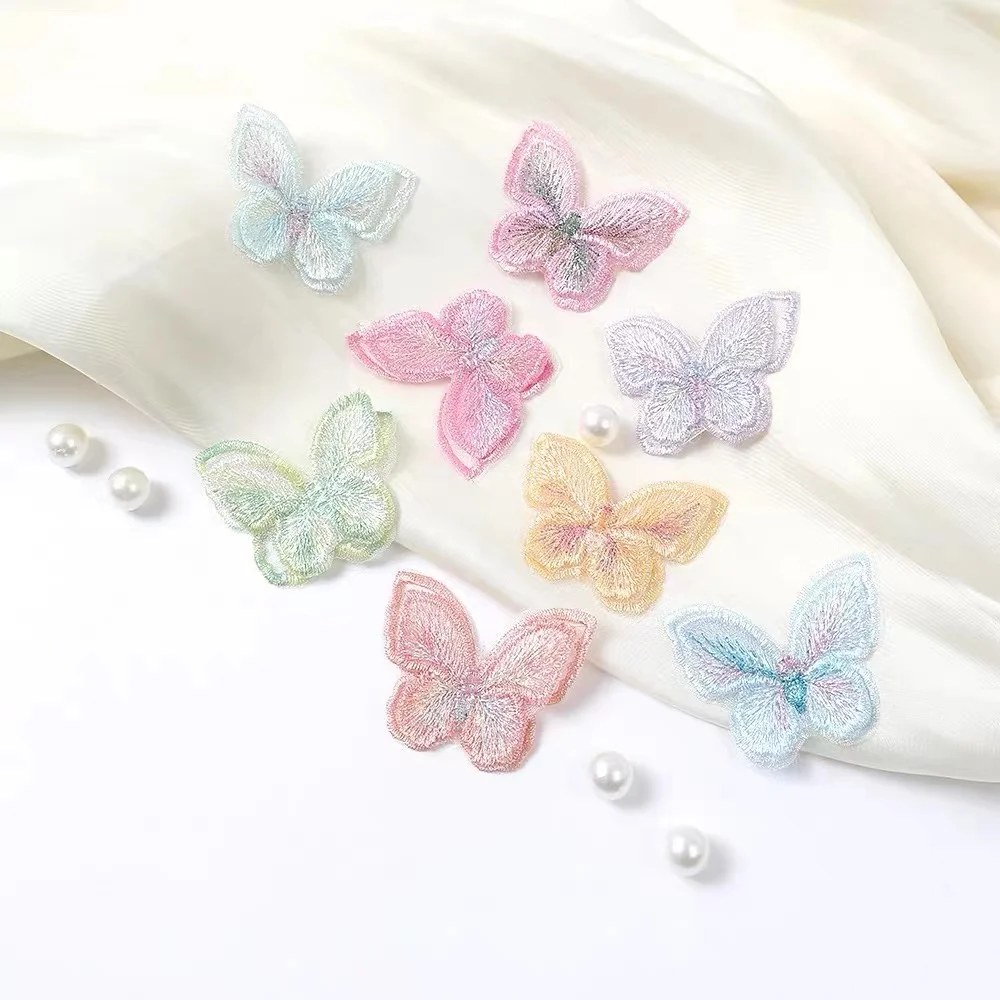 Colorful 3D Butterfly DIY Wedding Headdress Materials, Evening Dress Accessories, Colored Organza Petals, 5cm 553, 100Pcs