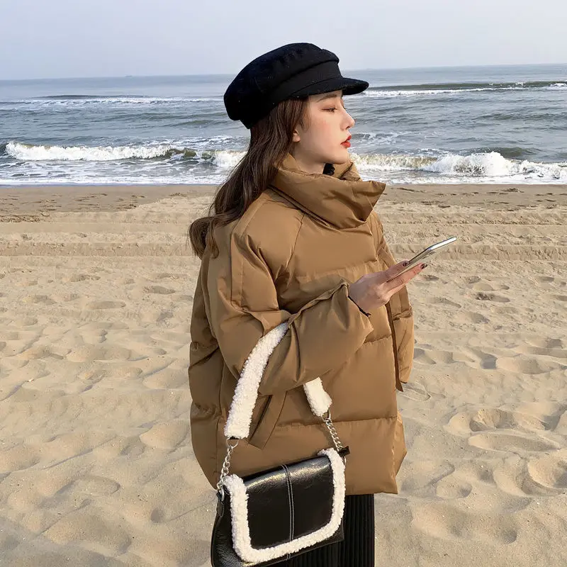 Women's Autumn Winter Top Coat Cotton Coat Short Simple Comfortable Loose Casual Fashion Advanced Soft Niche Versatile Skinny