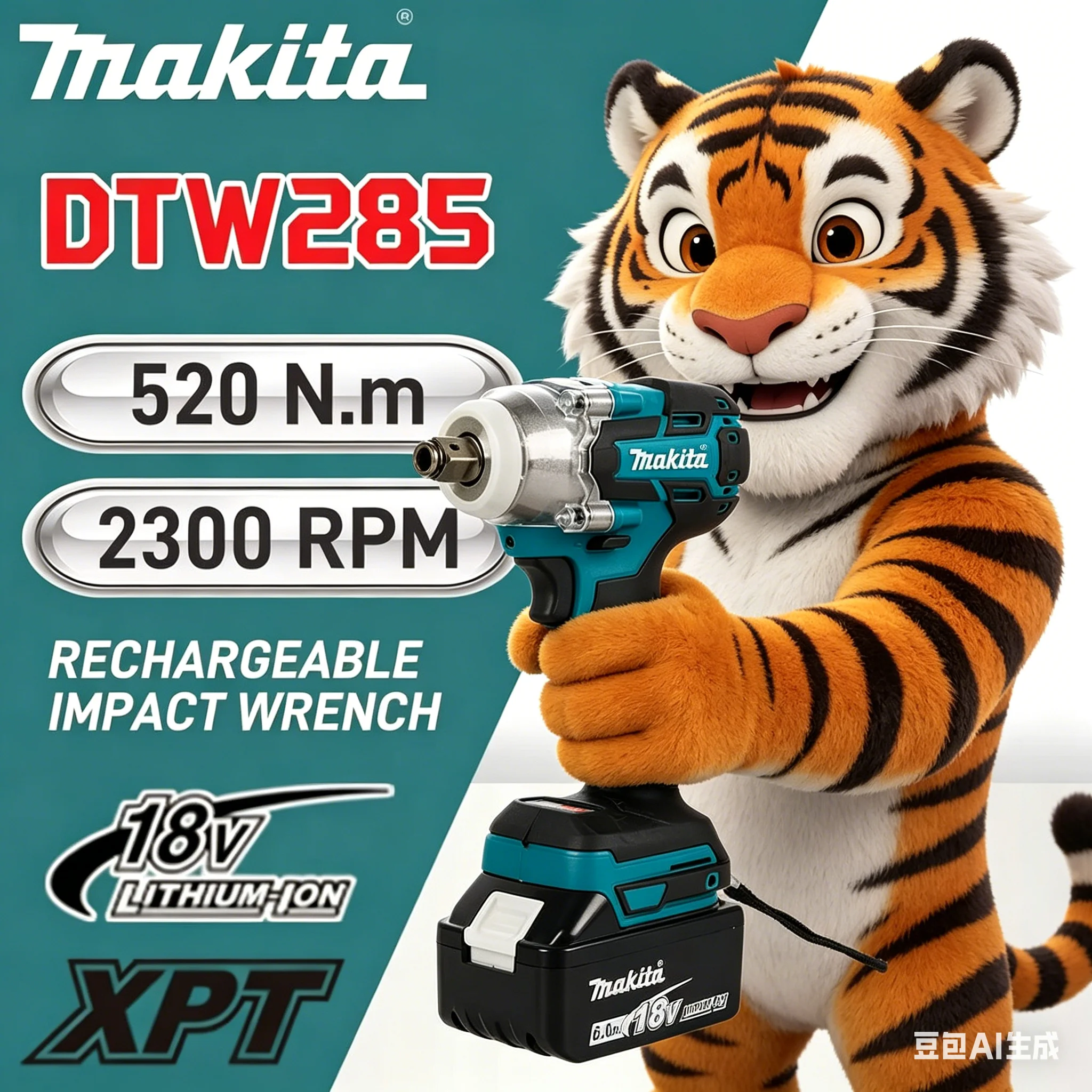 

Makita Battery 320N.M DTW285 Brushless Impact Wrench Cordless Electric Wrench Power Tools Compatible With Makita 18V Battery