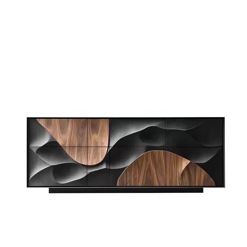 

Medieval style dining side cabinet modern simple living room wall locker retro old relief home high-end entrance cabinet