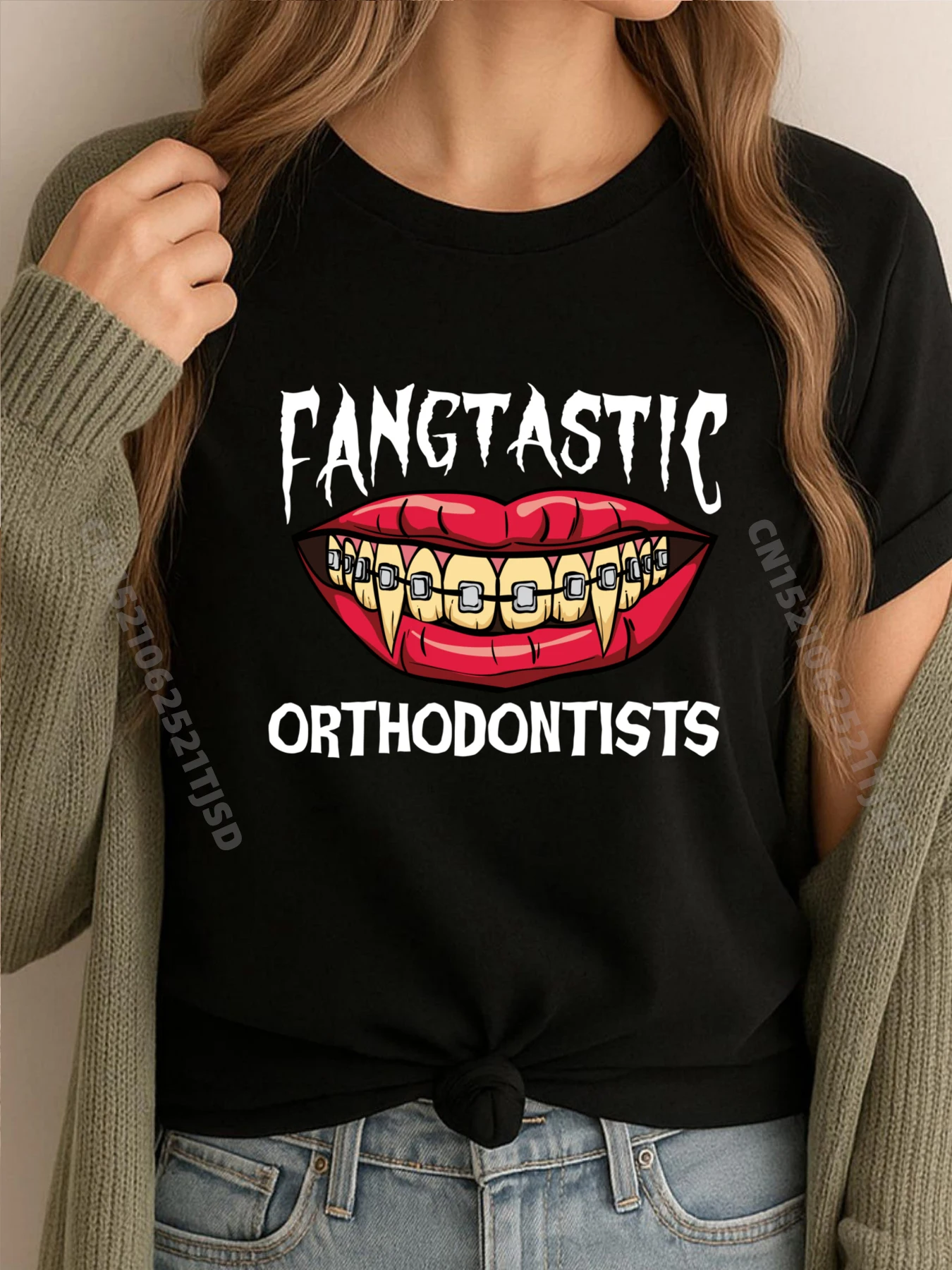

Фантастический ортодонт Хэллоуин ортодонтия стоматологические брекеты дизайнерская футболка женская футболка унисекс с коротким рукавом графическая