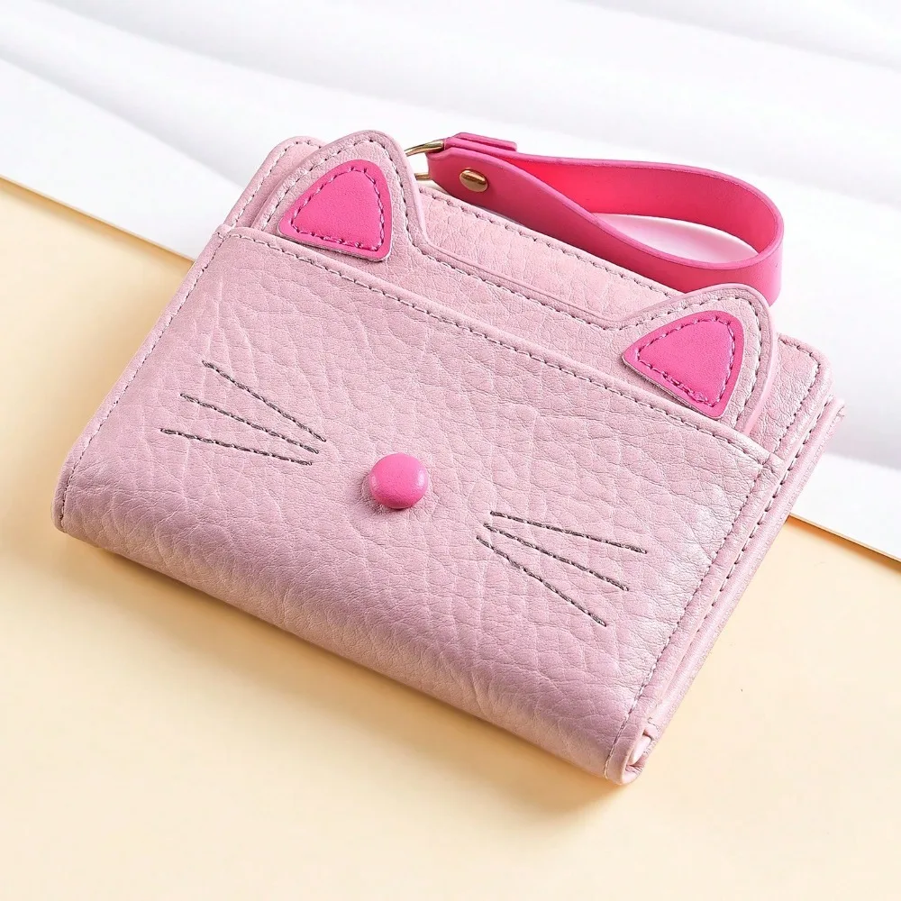 

New Cat-themed Short Women Wallet, Stylish Look, Convenient Zipper, Multi Card Slots for ID Cards