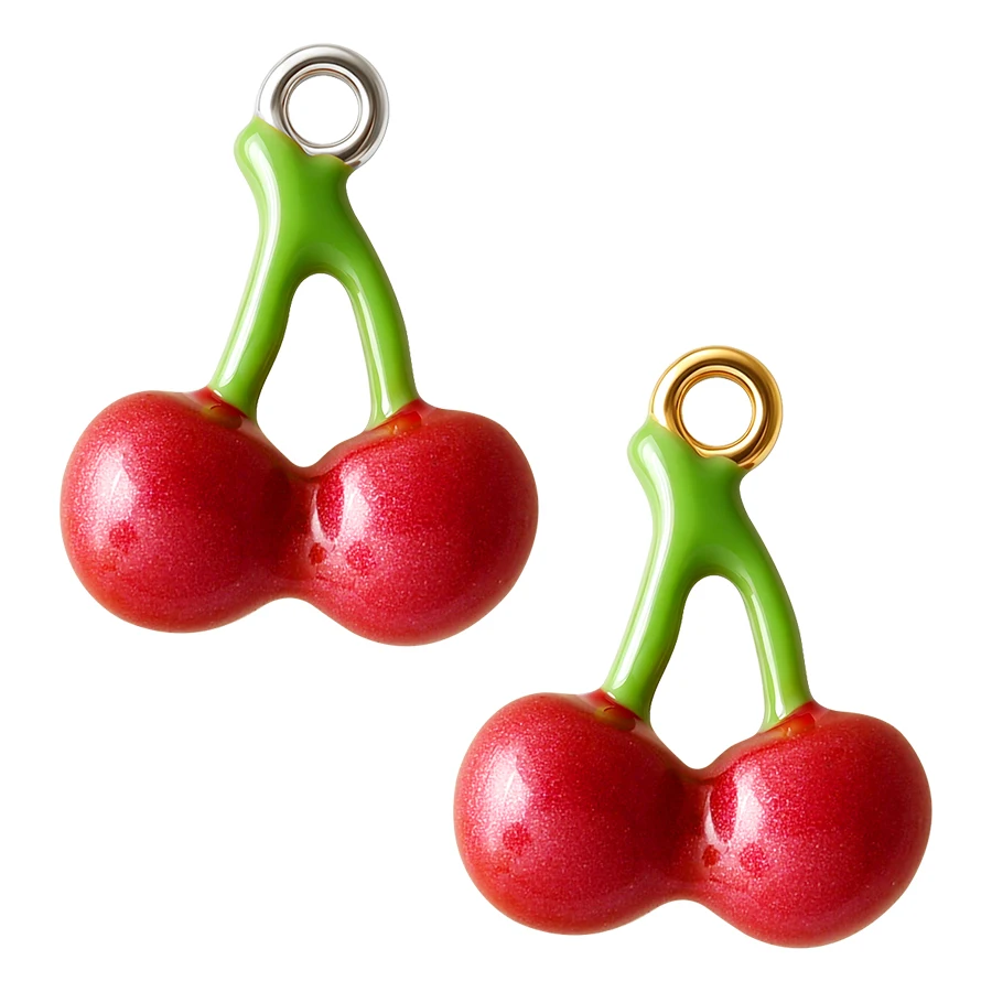10pcs 3D Stainless Steel Charms Cherry Strawberry Chilli Fruit Vegetable Pendant For Jewelry Making Earrings Accessories