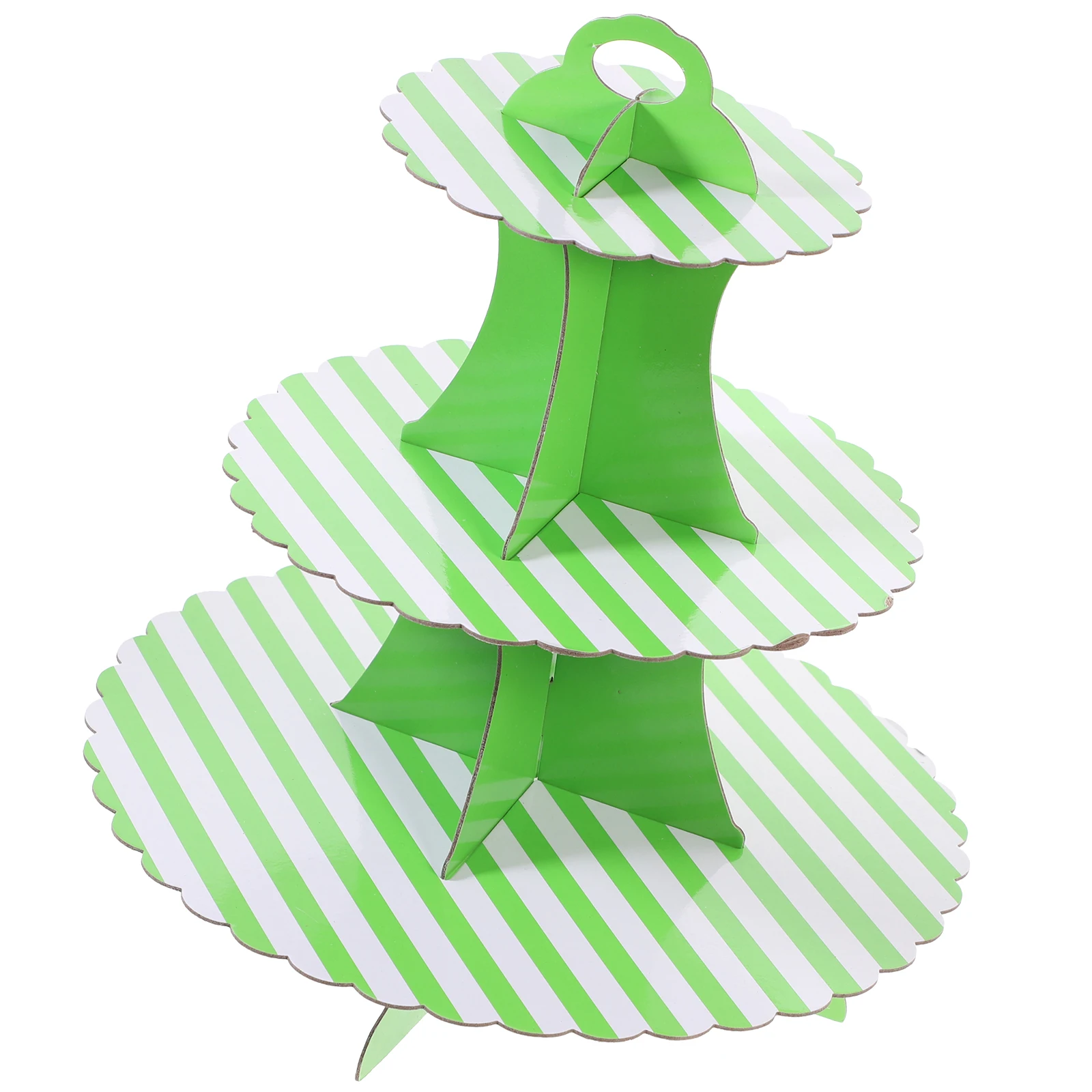 

Three Tier Holder 3 Layer Green Striped Dessert Tiered Cupcake Stand Display Rack Wedding Birthday Party Cupcake Stand Tower