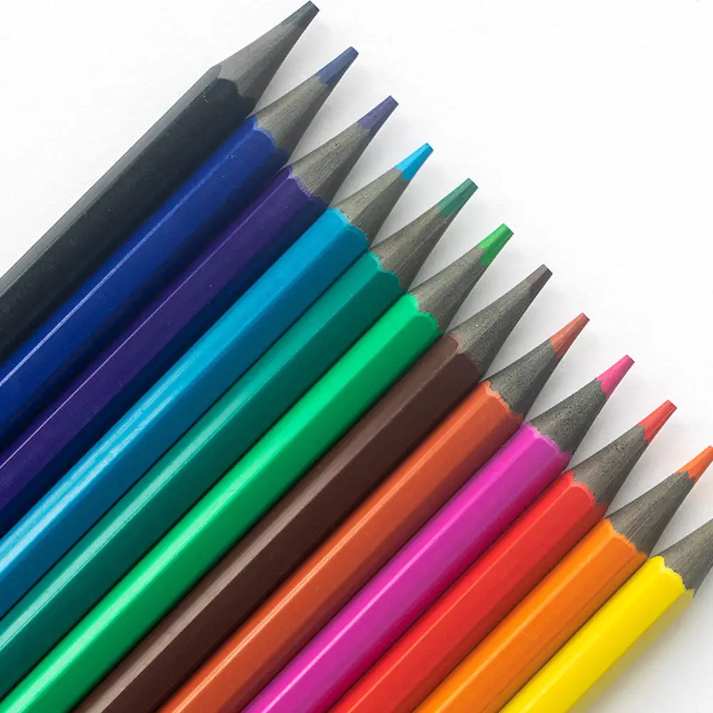 مجموعة أقلام رصاص ملونة زيتية مكونة من 12 لونًا بمقبض سداسي وأقلام رصاص ملونة عالية التشبع مثالية للرسم والرسم والتصميم الفني