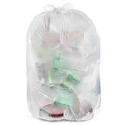 

55-60 Gallon Heavy Duty Clear Trash Bags, 6.0 MIL Thick, 39x58 Inches, Pack of 15 for Construction & Industrial Use
