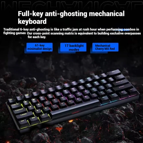 Imagen 2 del producto Nuevo Teclado Gaming Mini 60% 2026, Teclado Ultracompacto de 61 Teclas con Retroiluminación RGB, Ergonómico, Resistente al Agua, Sensación Mecánica, para Oficina