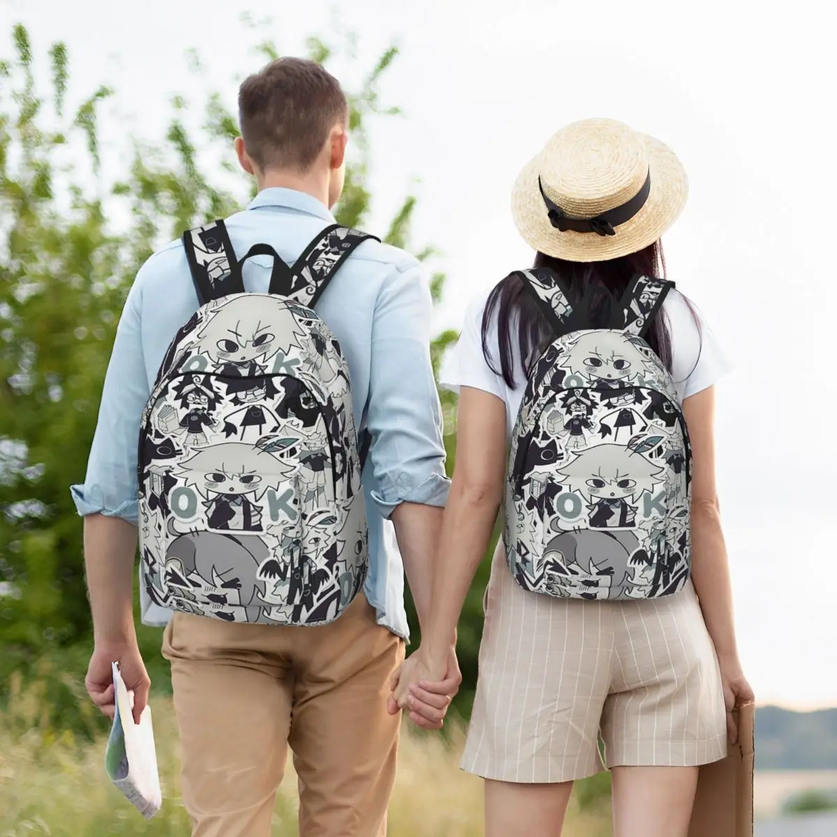 Cartoon Miss Circle Student Backpack School Bag Hiking Travel Daypack for Men Women Bookbag Shoulder Bags