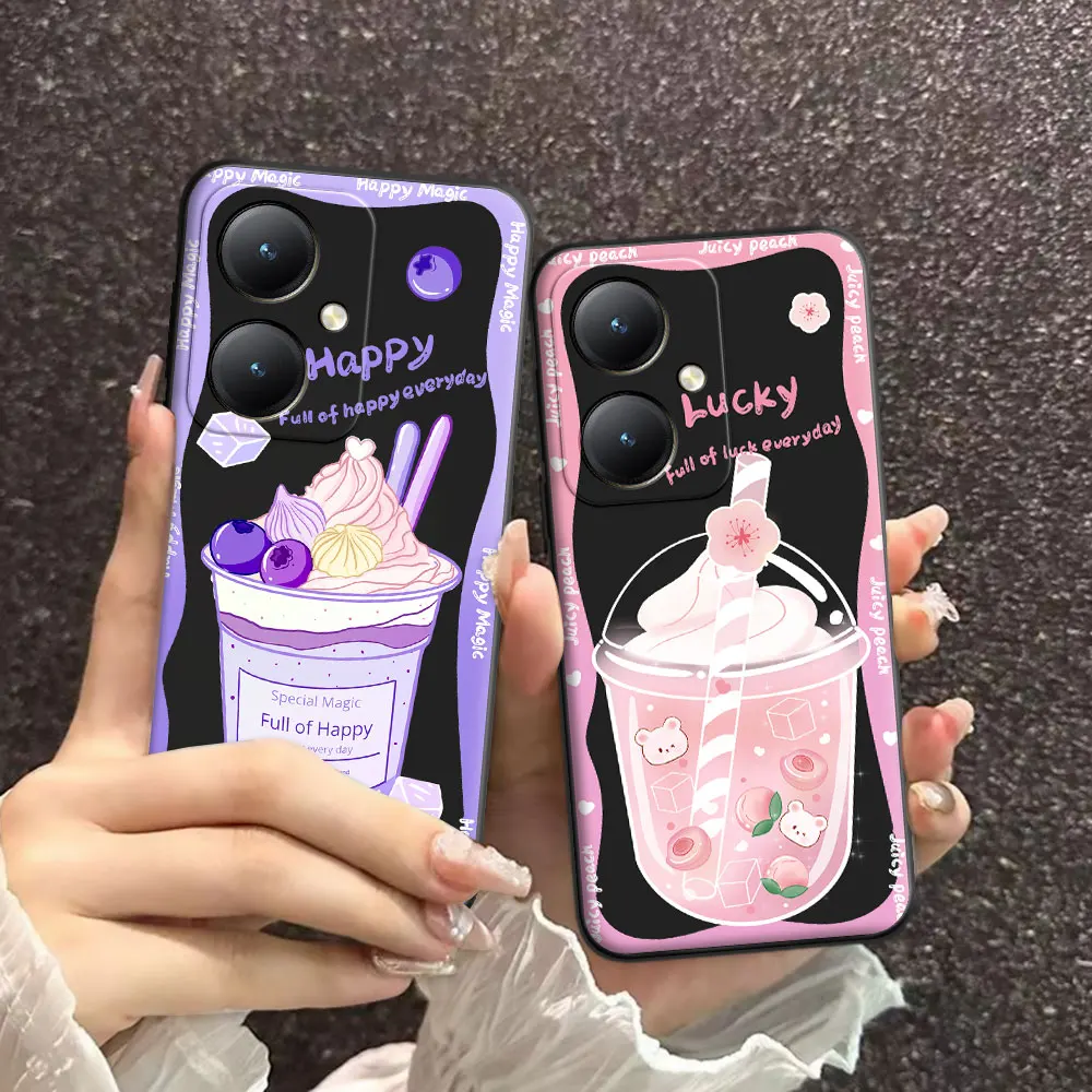 For Vivo Y35 Plus 5G / Y35M+ 5G /Y27 4G Case Cartoon Soft Silicone TPU Ice Cream Phone Case For Vivo Y55T 5G Back Cover Conque