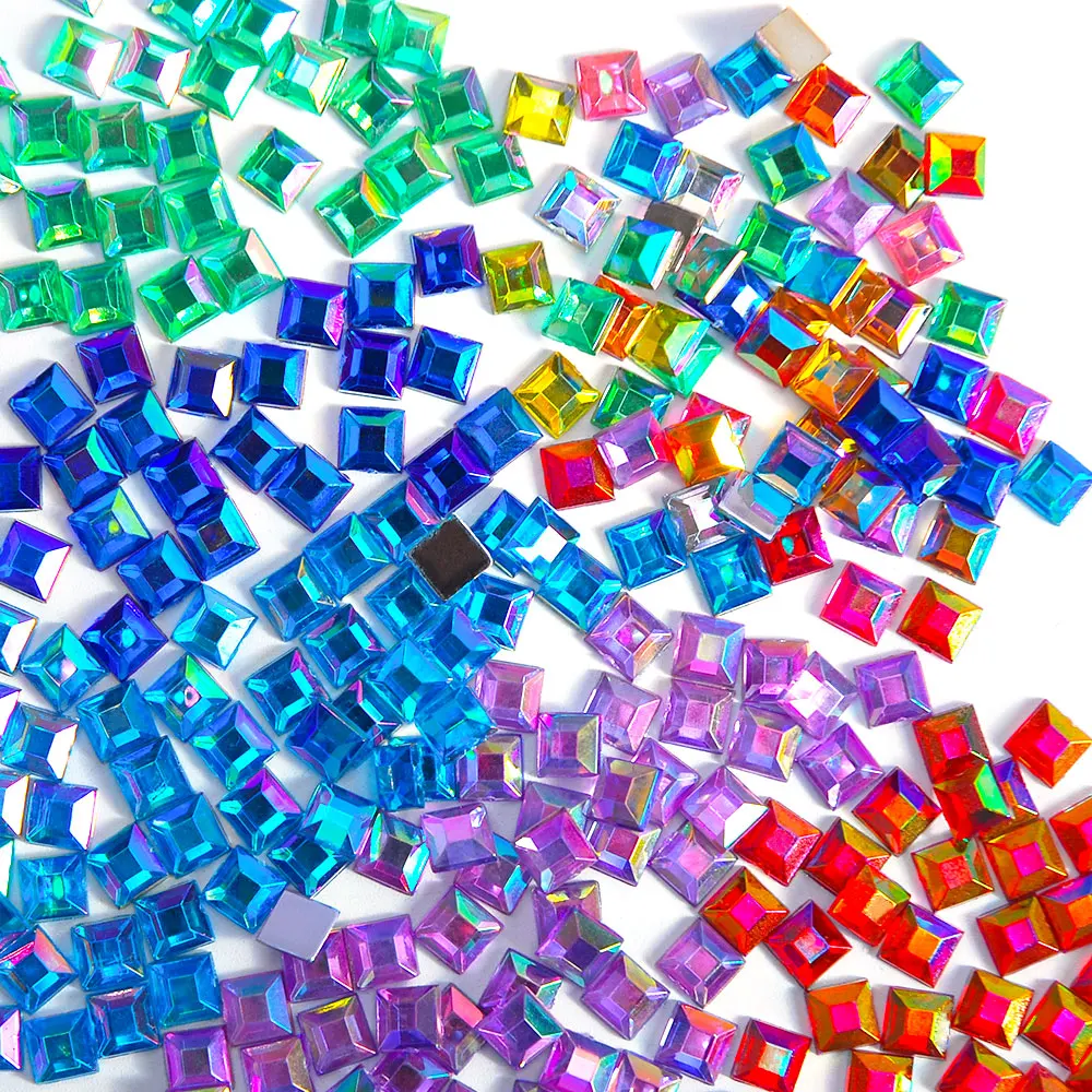 

10000Pcs The Shape Of Square Flat Bottom 4MM Acrylic Craft Glitter Strass Rhinestone For DIY Nail Art Garment Design Decoration
