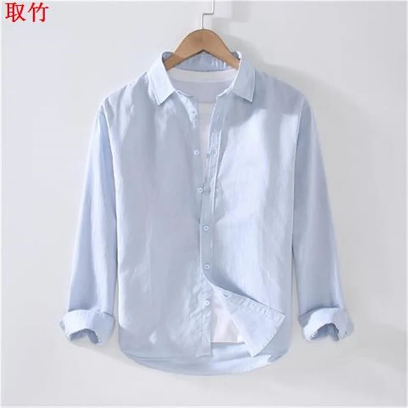 Men's Linen Shirt Spring Long Sleeve Breathable Casual Versatile Cotton Linen Jacket Standard Fit Fashion Urban Style Spring ...