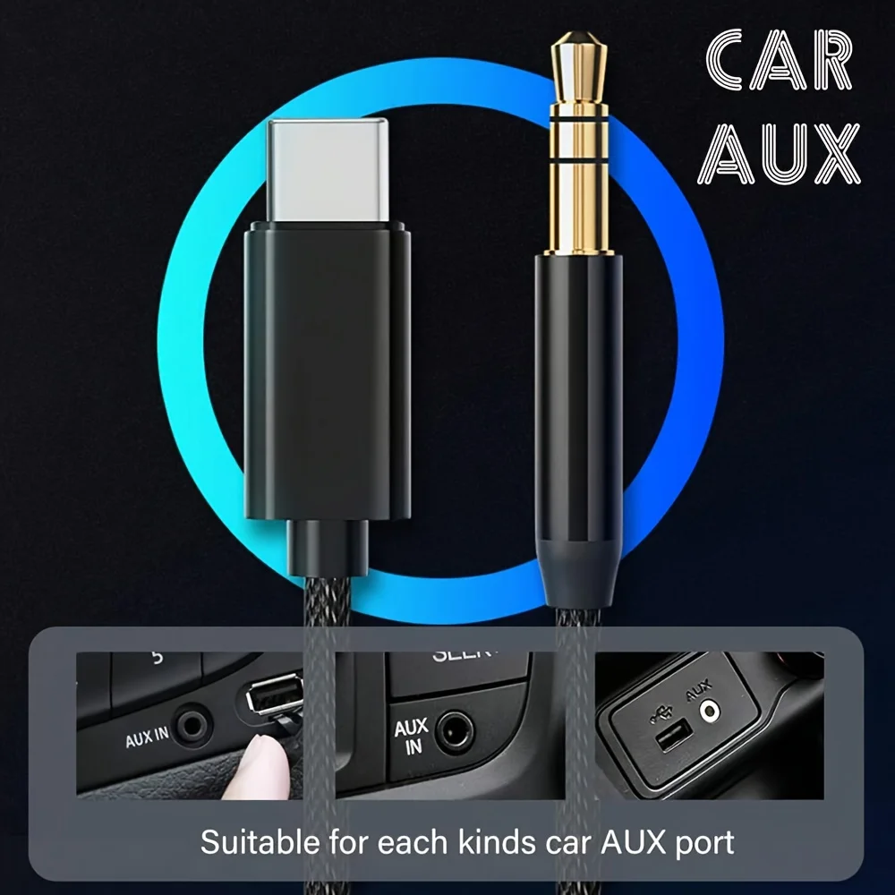 USB Type C To 3.5mm Car Aux Audio Cable Headphone Jack Adapter For iPhone 17 For Xiaomi For Samsung Headset Speaker Connector