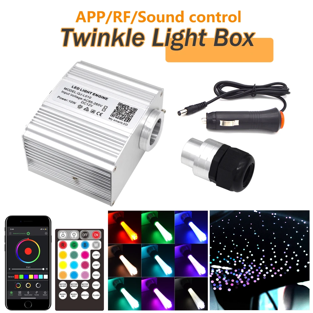 

Twinkle Fiber Optic Light Engine 10W Bluetooth Smartphone Control Lights Source Car Optical Fiber Starlight