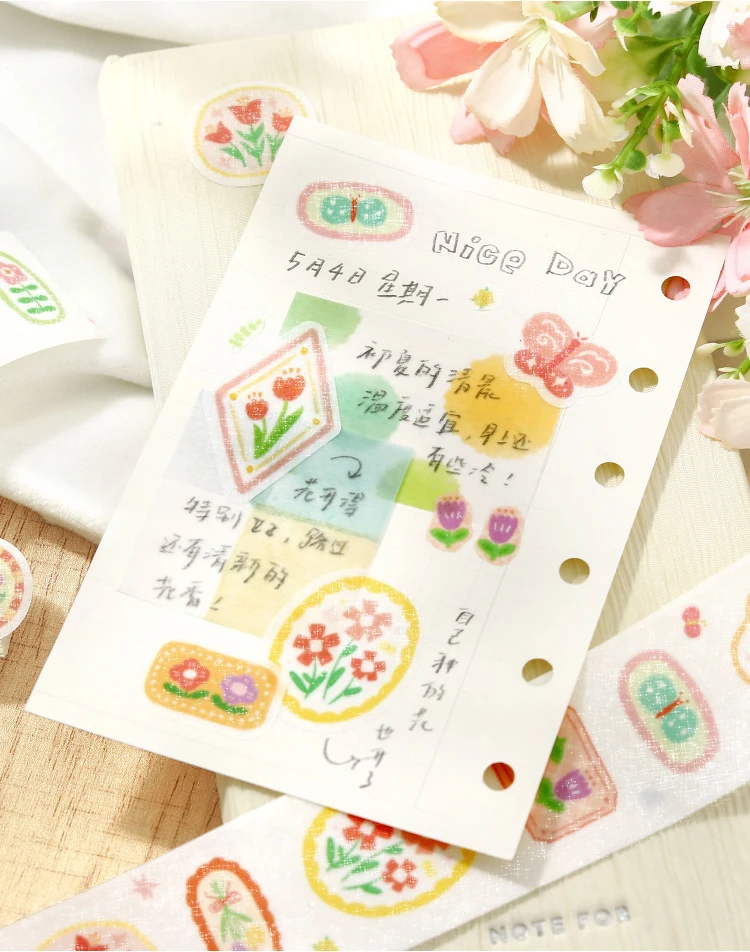 1–6 Rollen Washi-Tapes im frischen und süßen Stil, Scrapbooking-Aufkleber, Material, perfekt für Bastelarbeiten, DIY, Scrapbooking, Journaling-Zubehör – Detail 3