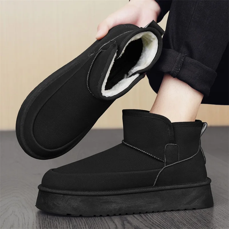 

Winter Fur Men's Snow Boots Comfortable Velvet Warm Ankle Boots Unisex Slip-on Boot Outdoor Platform Plush Boots For Men Women