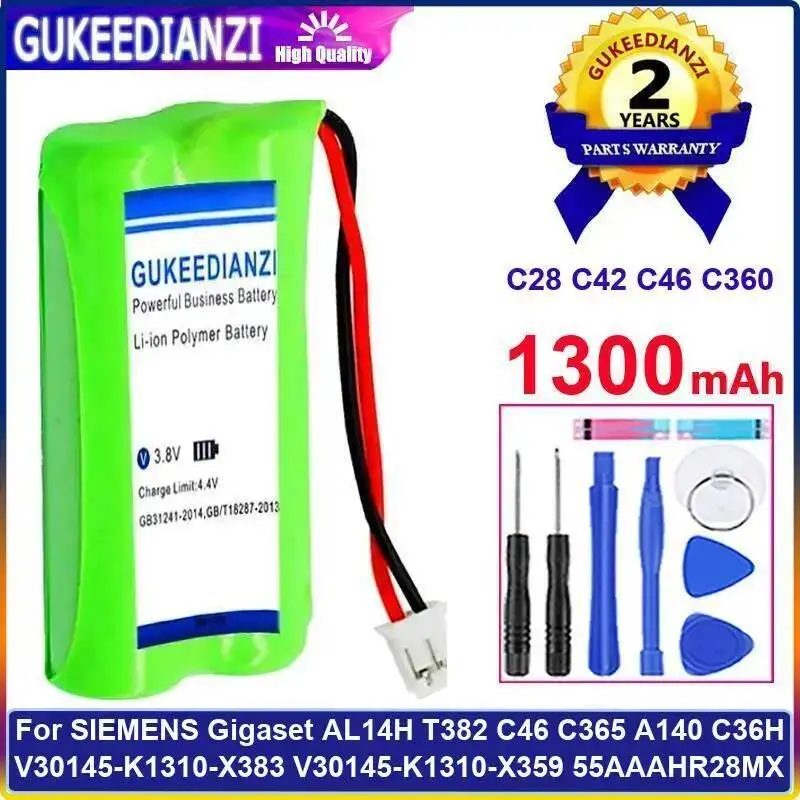 Аккумулятор C28 C42 C46 C360 1300 мАч для Siemens Gigaset AL14H T382 A120 A140 AS140 V30145-K1310-X383 55AAAHR28MX C30852D1640X1