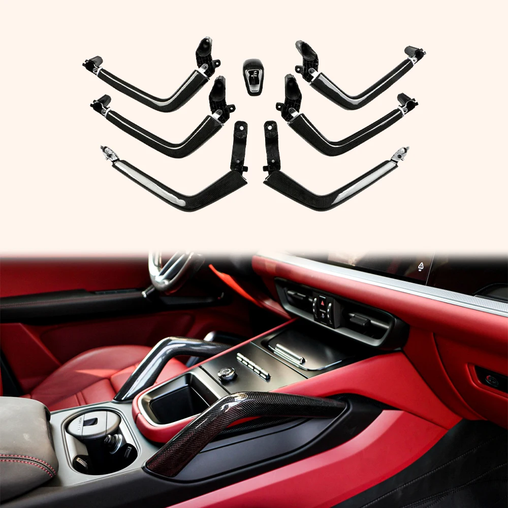 

For Porsche Cayenne 18-25 9Y0 9Y3 Carbon Armrest Door Handle Replacement 6pcs