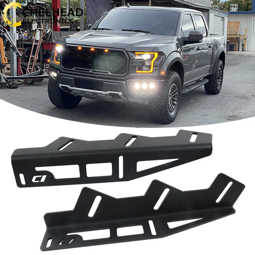 

Led Bar Work Pods Light Fog Lamp Front Hidden Bumper Mounting Brackets for Ford F150 Raptor 2017 2018 2019 2020 2021