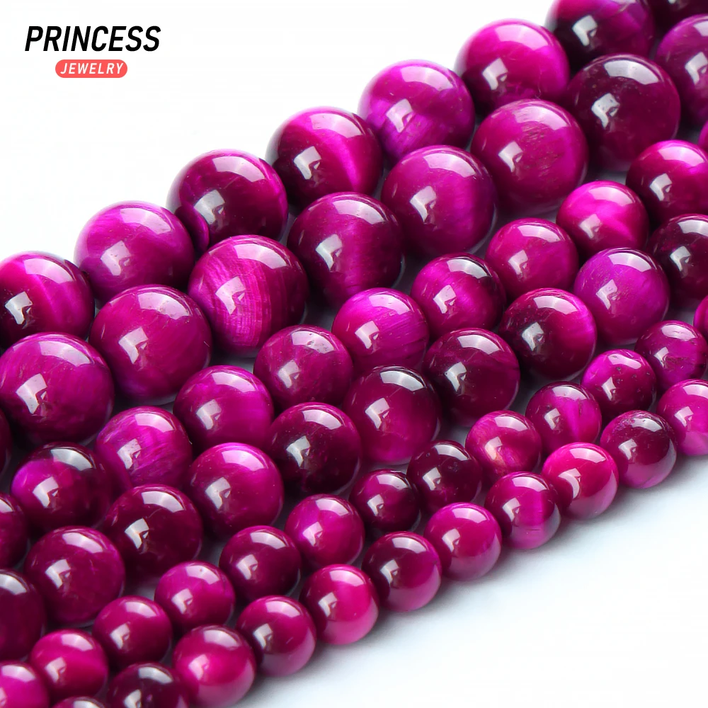 A++ Natural Rose Red Tiger Eye Stone Loose Beads for Jewelry Making Bracelet Wholesale Stone Beads DIY Accessories 4 6 8 10 12mm