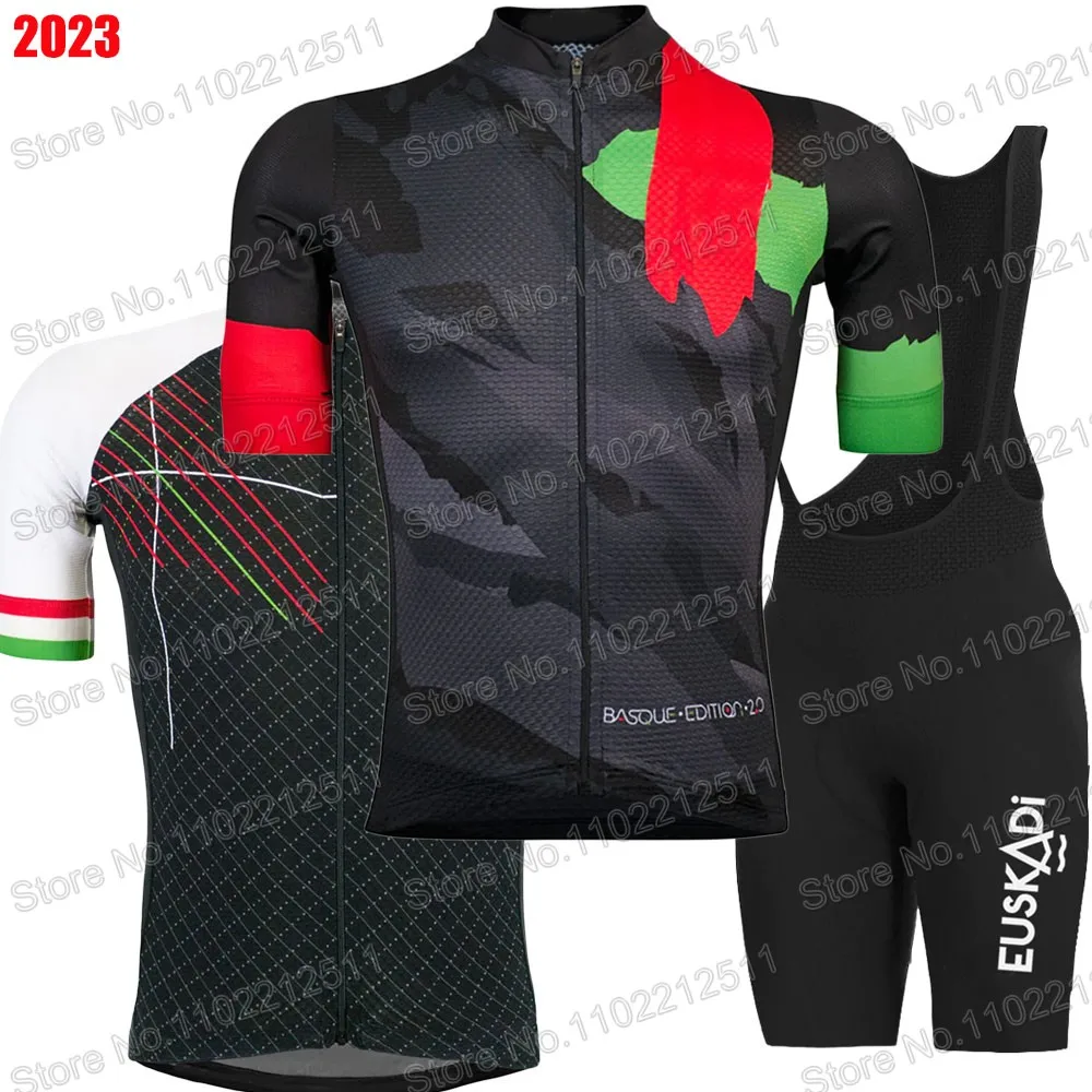 2024 New Euskadi Cycling Jersey Team Set Euskaltel Spain Short Sleeve Clothing Road Bicycle Bib Shorts Suit MTB Wear Maillot