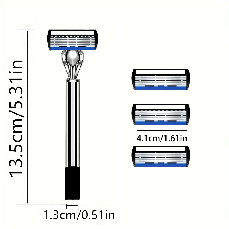 2 Griffe, 30 Klingen, 6-Schicht-Sicherheitsrasierset, Edelstahlklingen, austauschbare Klingenköpfe, 6-Schicht-Handrasierklingen – Detail 6
