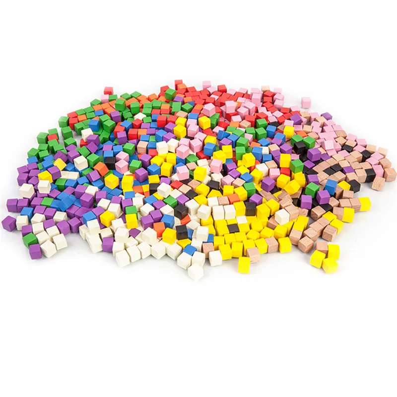 Cubos de madera de colores, piezas de ajedrez de ángulo recto para juegos de mesa, rompecabezas de fichas, Educación Temprana, 14 colores, 10mm, 100