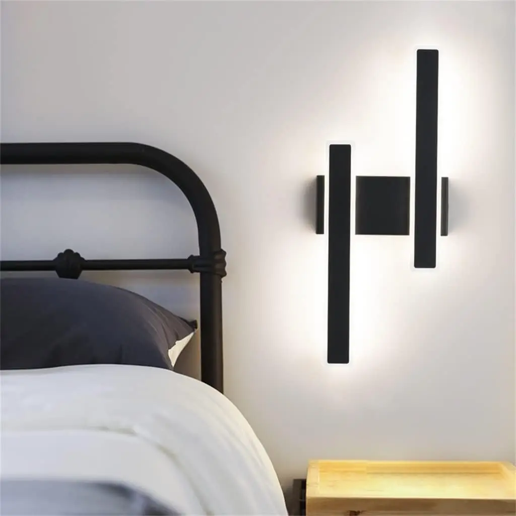 32W Black Acrylic Wall Sconce, Modern Led Wall Lamp with 3 Color Temperature Options (3000K/4000K/6500K), Perfect for Hallway