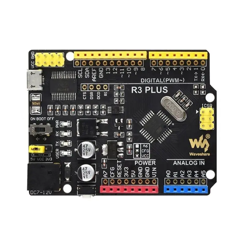 Waveshare For Arduino UNO R3 ATMEGA328P Development Board For DIY Electronics& Programming Enhanced Microcontroller Board