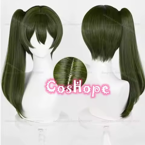 Ubel Cosplay Wig 50cm Long Wig with Ponytail Dark Green Wig Cosplay Anime Wigs Heat Resistant Synthetic Wigs for Costume