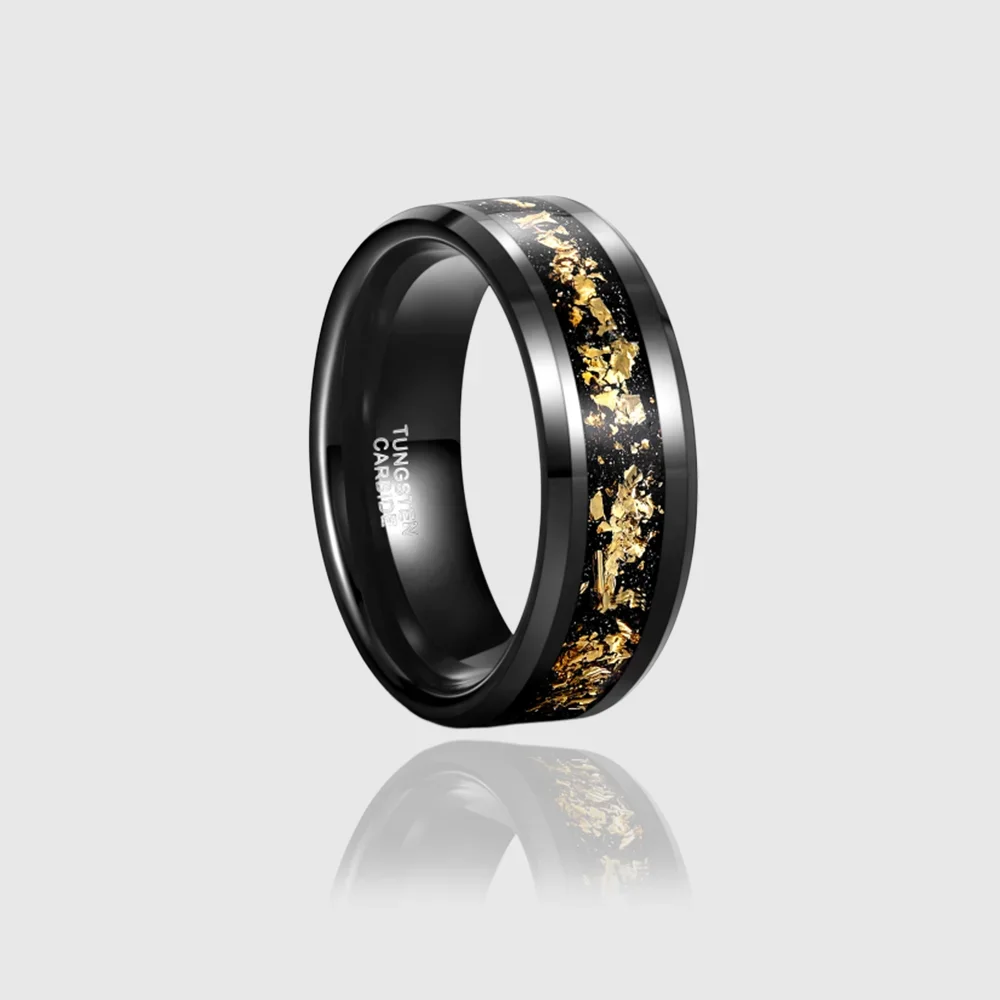 Tungsten Carbide Meteorite Galaxy Ring, Black 6mm Men's Fashion Luxury Comfortable Wedding Ring Anniversary Gift for Couples