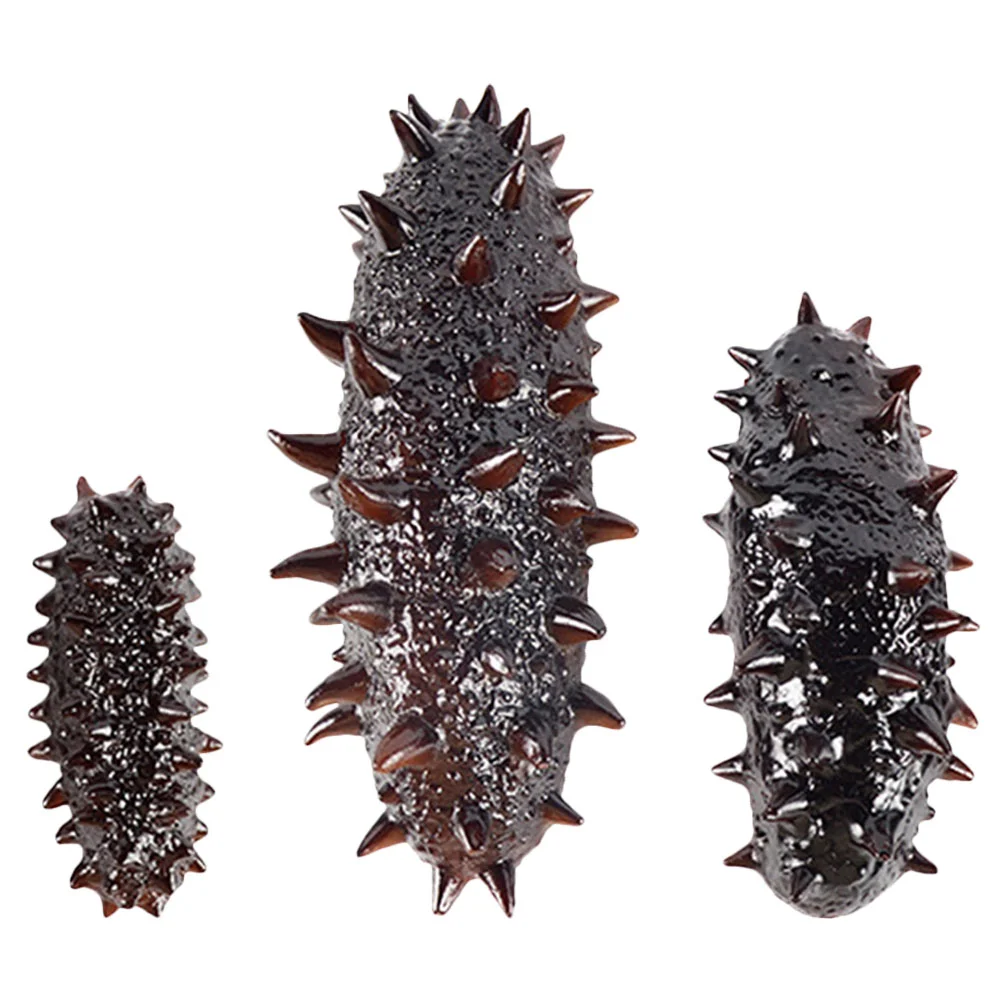 3 Pcs Simulation Sea Cucumber Model PVC Seal Slug Cognitive Props Gift Idea Seafood Display Artificial