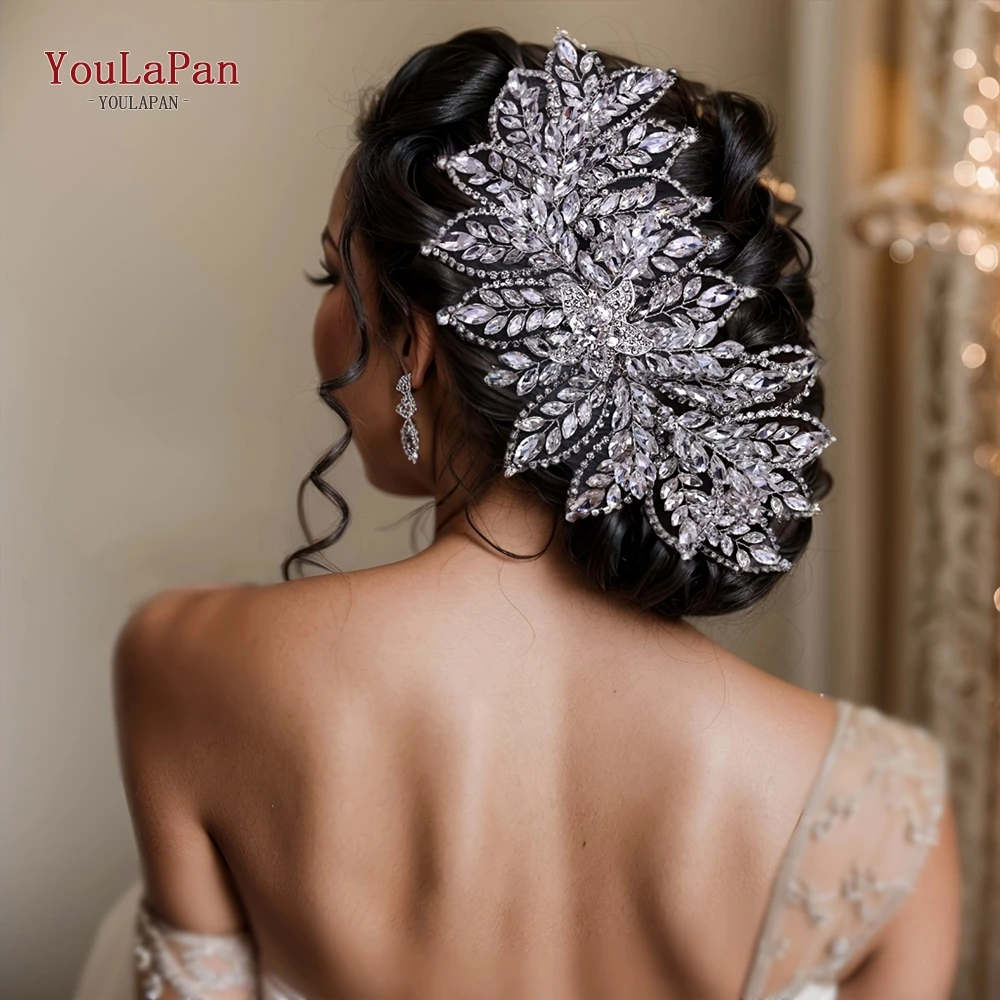 

YouLaPan Wedding Headdress Bridal Hair Accessories Woman Party Headpiece Luxury Rhinestone Head Piece Bridal Headband HP413